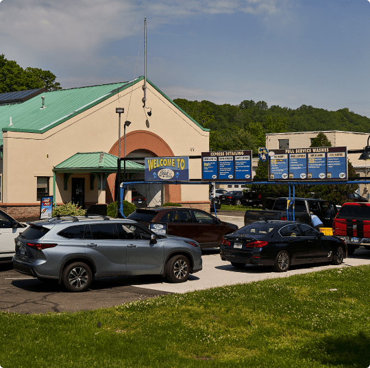 Cars in line for a carwash